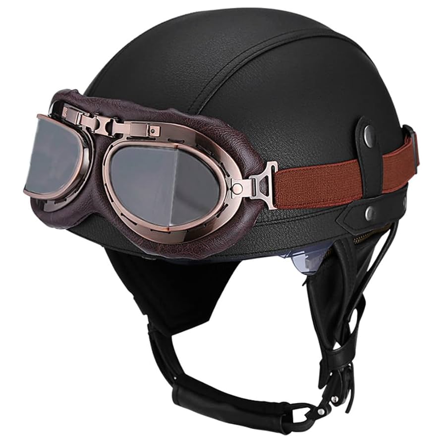 F②TOMICALIMITED VINTAGENEOF355berlinetta Woljay Vintage Leather Motorcycle Retro Half Helmet Men